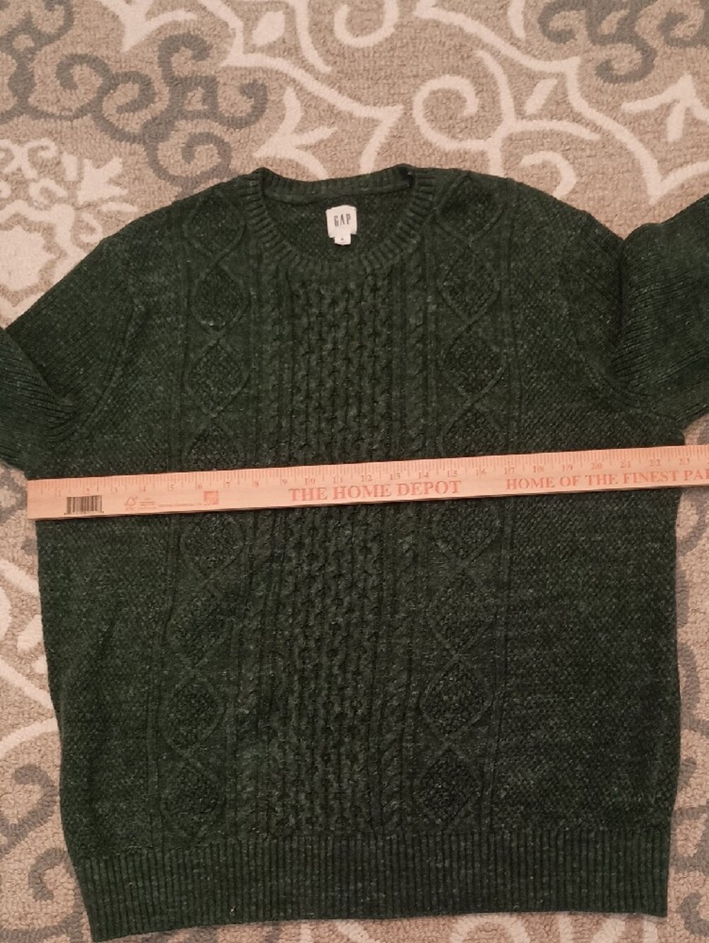 GAP Dark Green Cable-Knit Crewneck Sweater - Picture 5 of 6